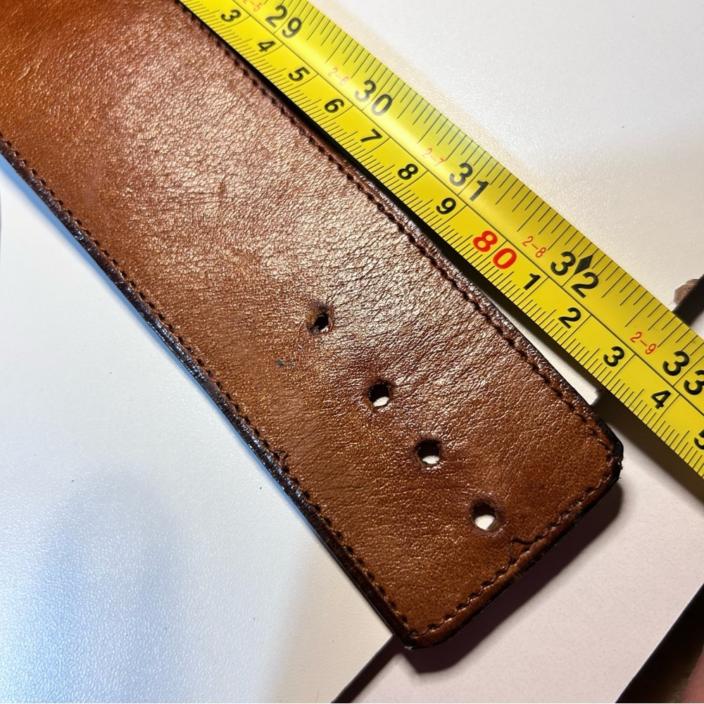 Vintage Suela Luppi Argentina Leather Triple Circle Belt, Cognac. Y2K Size S. - Picture 6 of 13